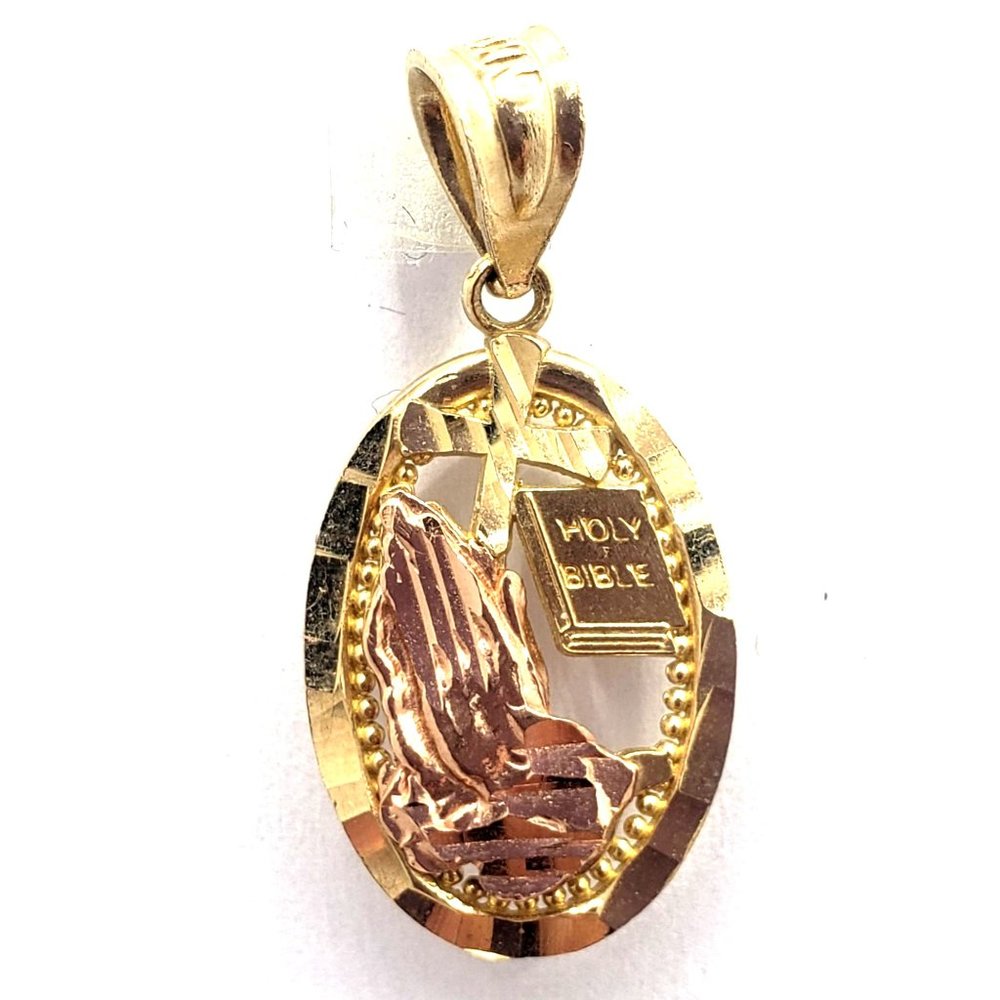 14k Gold Religious Pendant Two-Tone Gold